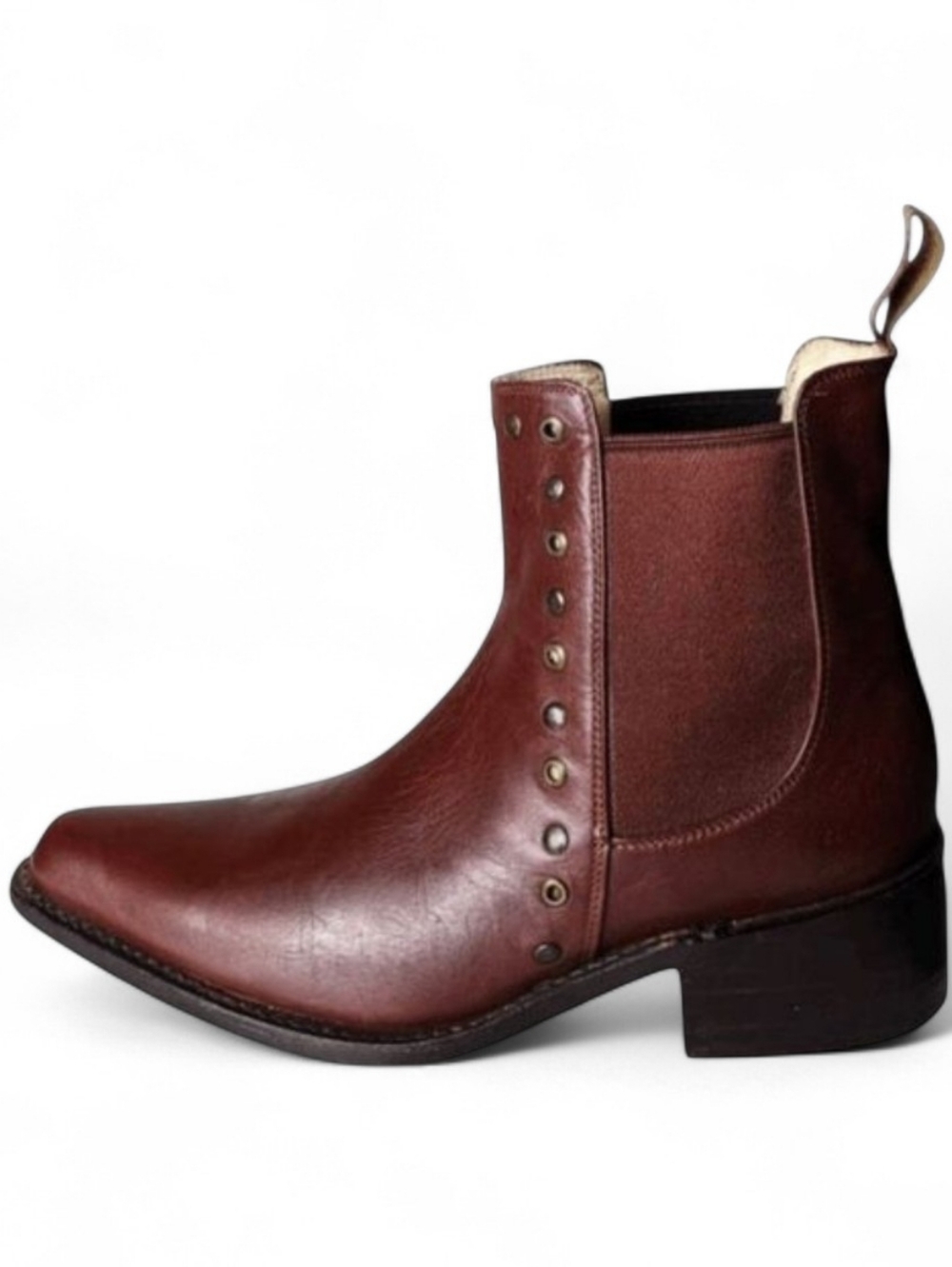 EL CANELO Brown Studded Pull-On Ankle Boot Size 7